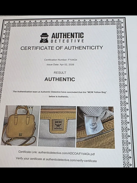 MCM Mustard Yellow Pebbled Leather Crossbody Satchel w/ COA - Picture 14 of 14